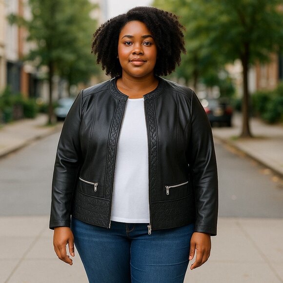 Faux Leather jacket MS mode NEW - Picture 3 of 9